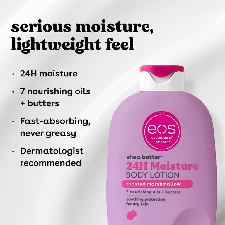 eos Toasted Marshmallow Body Lotion, 24 Hour Moisturizing Daily Body Moisturizer for Dry Skin with Shea Butter & Vitamin E, 16 oz