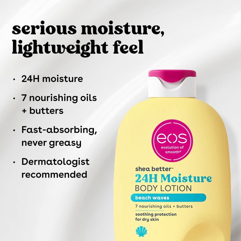 eos Beach Waves Body Lotion, 24 Hour Moisturizing Daily Body Moisturizer for Dry Skin with Shea Butter & Vitamin E, 16 oz