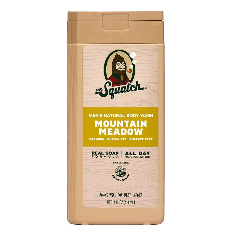 Dr. Squatch Mens Natural Body Wash, Sulfate Free Moisturizing Body Wash for men, Mountain Meadow, 14 fl Oz