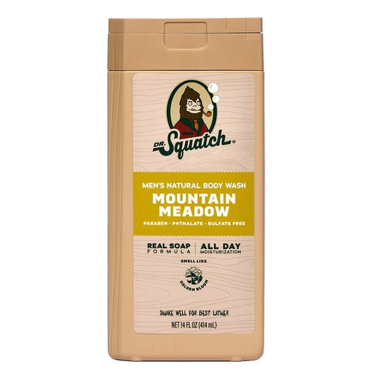 Dr. Squatch Mens Natural Body Wash, Sulfate Free Moisturizing Body Wash for men, Mountain Meadow, 14 fl Oz
