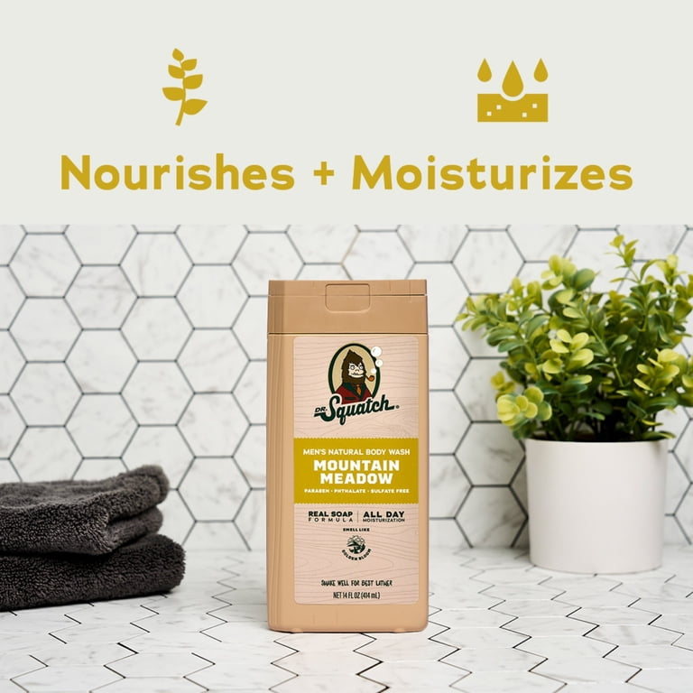 Dr. Squatch Mens Natural Body Wash, Sulfate Free Moisturizing Body Wash for men, Mountain Meadow, 14 fl Oz
