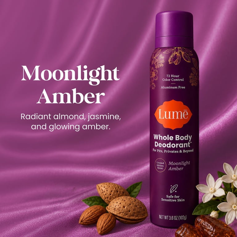 Lume Whole Body Aluminum Free Deodorant Spray, Moonlight Amber, 3.6 oz