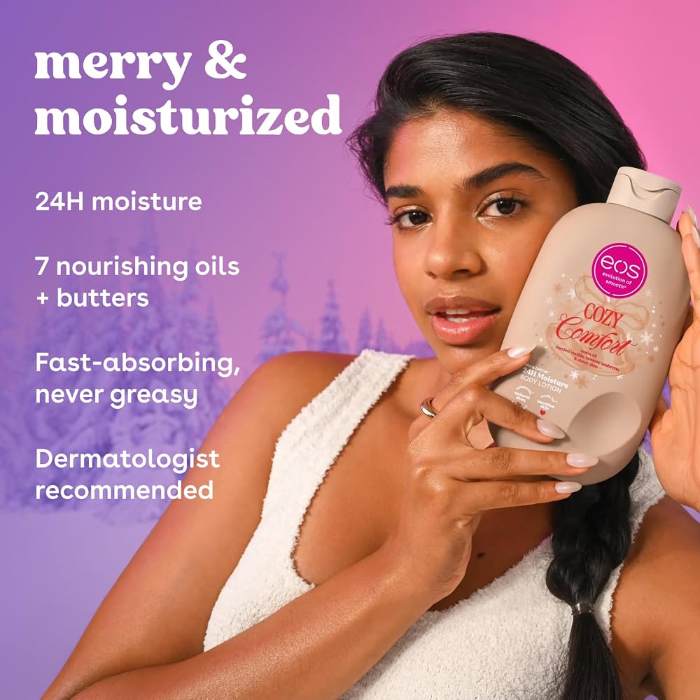 eos Holiday Body Lotion- Cozy Comfort, 24H Moisture, Non-Greasy, 16 fl oz