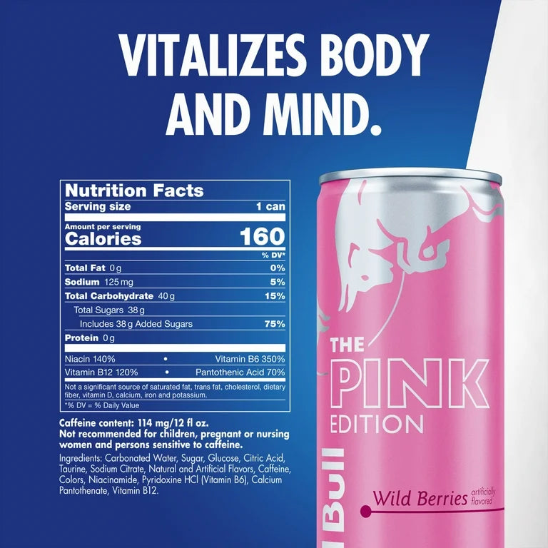 Red Bull Pink Edition Energy Drink, Wild Berries, 12 fl. oz. can