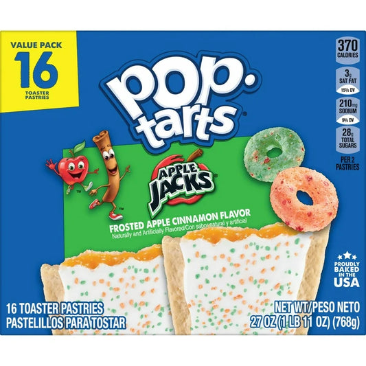 Pop-Tarts Frosted Apple Cinnamon Flavor Toaster Pastries, Breakfast Foods, Shelf-Stable, 27 oz (16 Count)