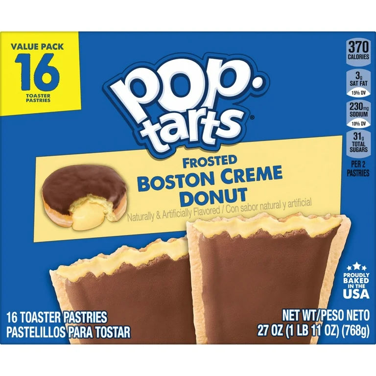 Pop-Tarts Frosted Boston Creme Donut Toaster Pastries, Breakfast Foods, Shelf-Stable, 27 oz (16 Count)