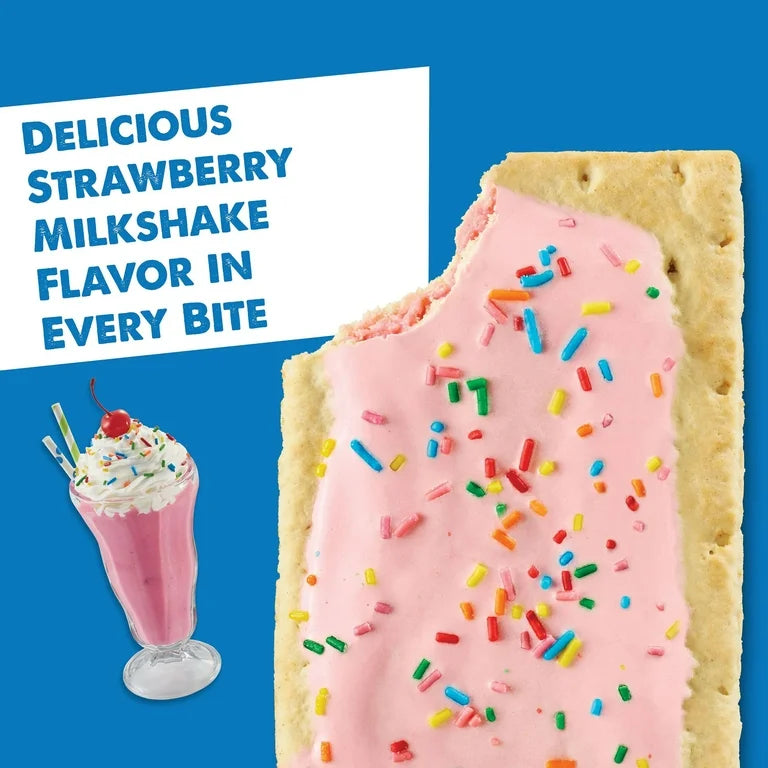 Pop-Tarts Frosted Strawberry Milkshake Toaster Pastries, Breakfast Foods, Shelf-Stable, 27 oz (16 Count)