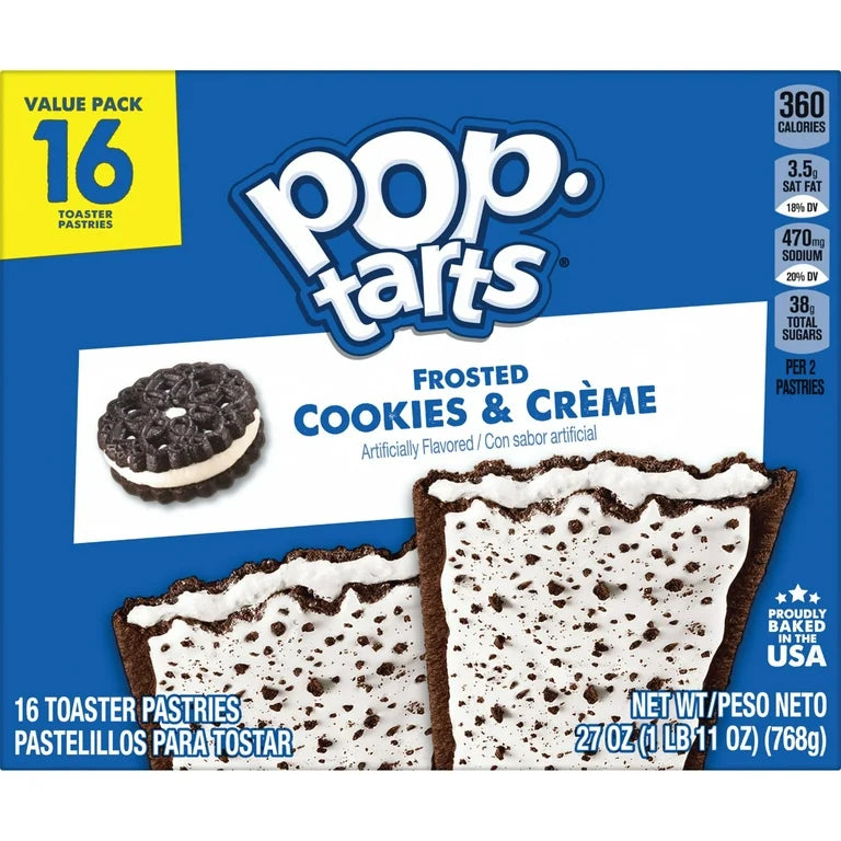 Pop-Tarts Frosted Cookies and Creme Toaster Pastries, Breakfast Foods, Shelf-Stable, 27 oz (16 Count)