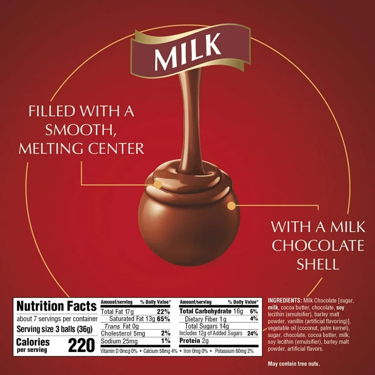 Lindt Lindor Milk Chocolate Candy Truffles, 8.5 oz. Bag