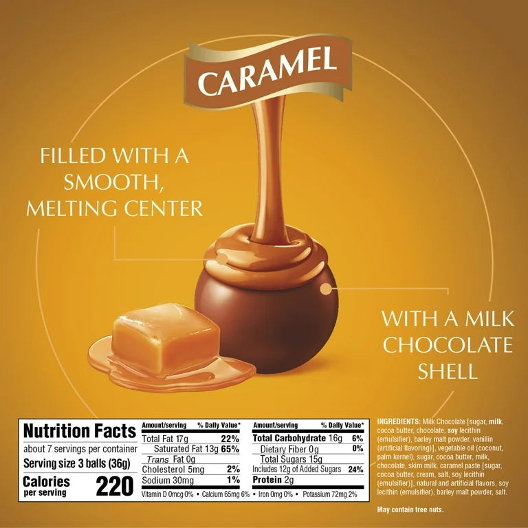 Lindt Lindor Caramel Milk Chocolate Candy Truffles, 8.5 oz. Bag