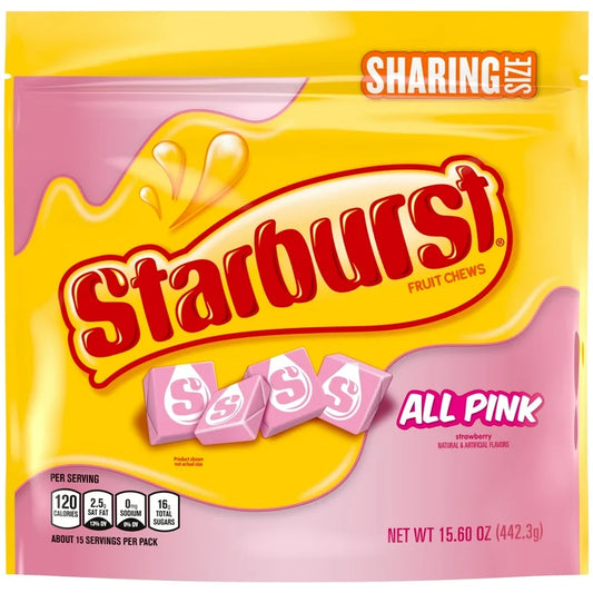 Starburst All Pink Fruit Chews Chewy Candy, Sharing Size - 15.6 oz Bag
