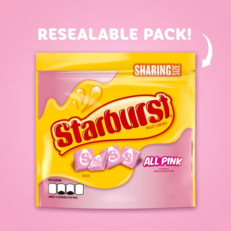 Starburst All Pink Fruit Chews Chewy Candy, Sharing Size - 15.6 oz Bag