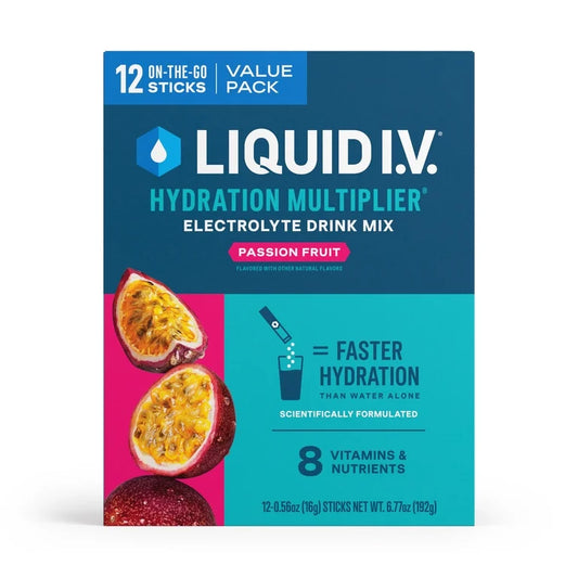 Liquid I.V. Passion Fruit Hydration Multiplier Powdered Electrolyte Drink Mix, 12 Count Packets