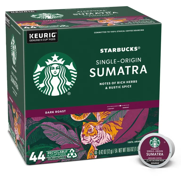 Starbucks, Sumatra Dark Roast K-Cup Coffee Pods, 44 Count K Cups