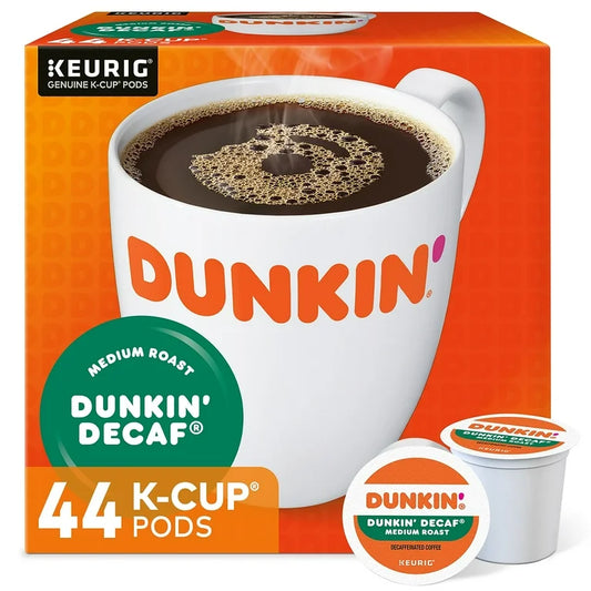 Dunkin’ Decaf Medium Roast Coffee, Keurig K Cup Pods, 44 Count Box