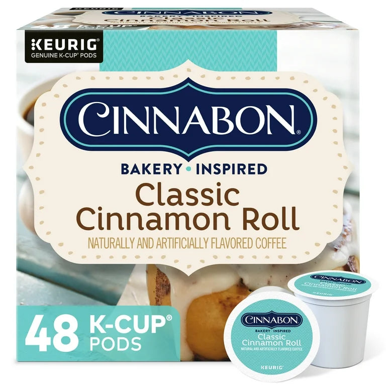 Cinnabon Classic Cinnamon Roll Flavored K-Cup Coffee Pods, Light Roast, 48 Count