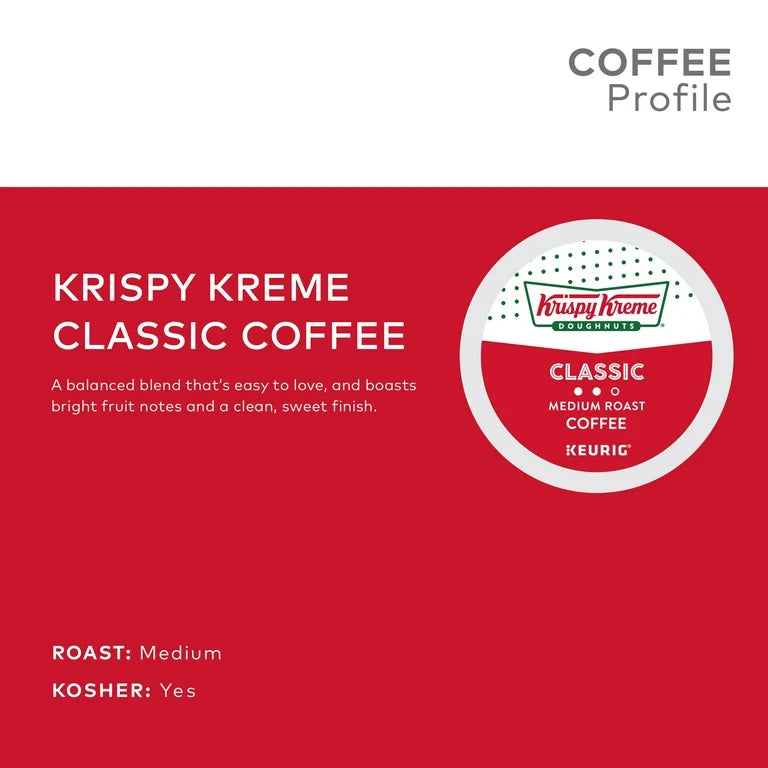 Krispy Kreme Classic Coffee, Keurig K-Cup Pod, Medium Roast, 48ct