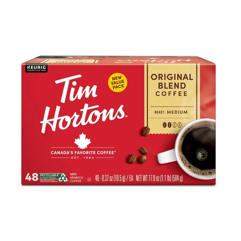Tim Hortons Original Blend Medium Roast Keurig Coffee Pods, 48 Ct