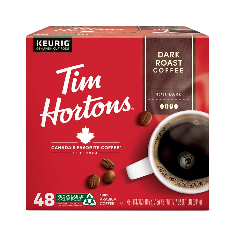 Tim Hortons Original Blend Dark Roast Keurig Coffee Pods, 48 Ct