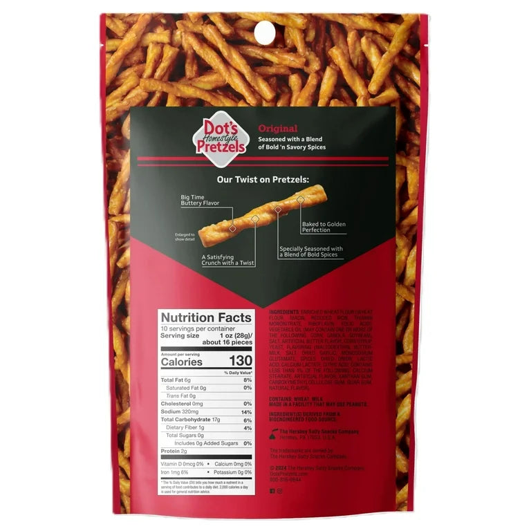 Dot's Homestyle Pretzels Original Seasoned Pretzel Twists Snack, 9.5 oz