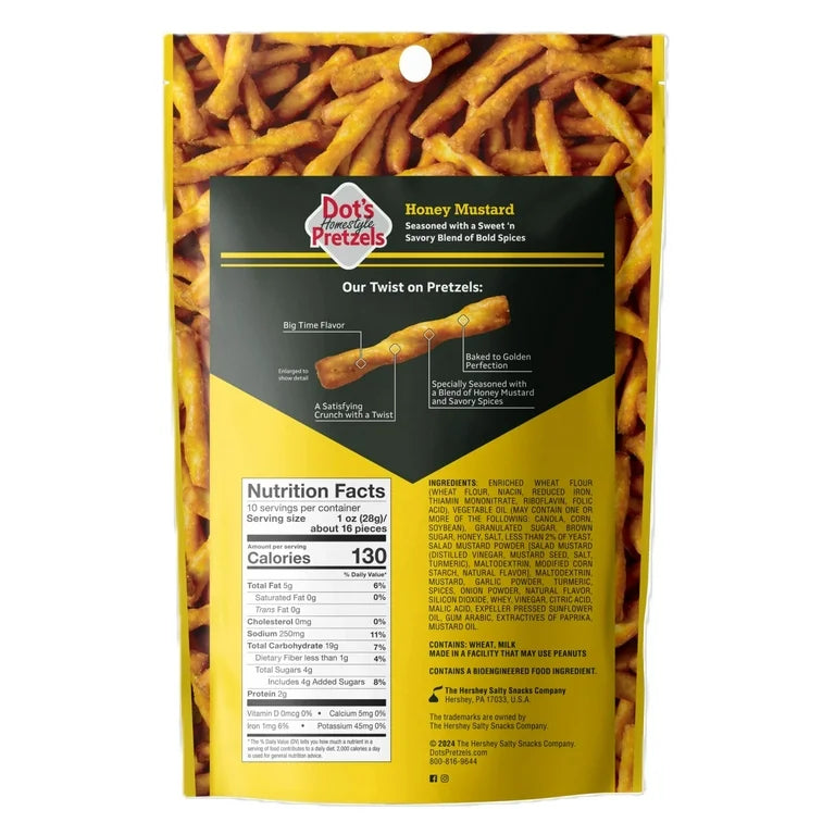 Dot's Homestyle Pretzels Honey Mustard Seasoned Pretzel Twists Snack, 9.5 oz