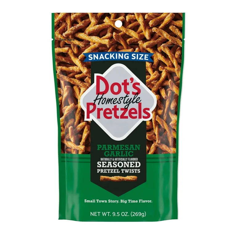 Dot's Homestyle Pretzels Parmesan Garlic Seasoned Pretzel Twists Snack, 9.5 oz