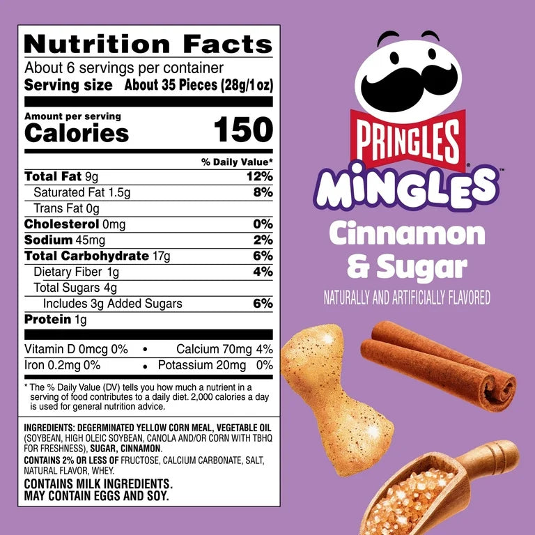 Pringles Mingles Cinnamon and Sugar Puffed Snacks, Sweet Snacks, 5.5 oz