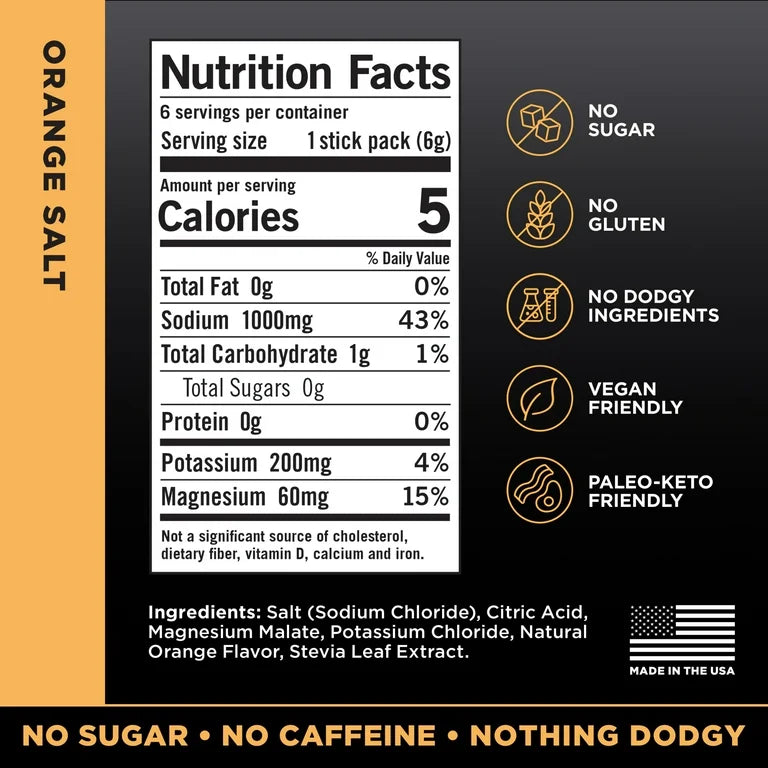 LMNT Zero Sugar Electrolyte Drink Mix - Orange - 6ct