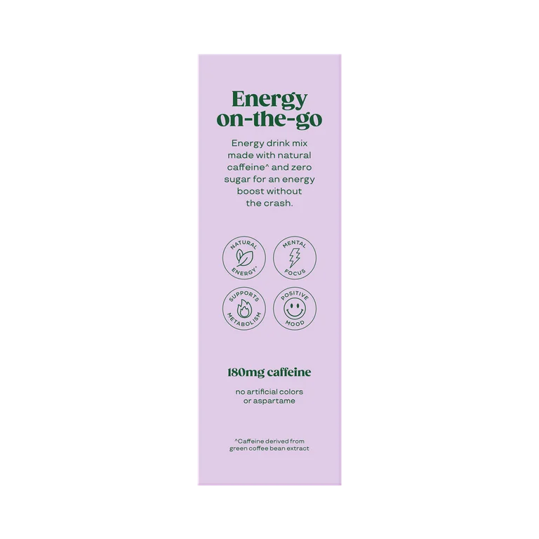 Bloom Nutrition Energy Powder Drink Mix, Sugar Free, Raspberry Lemon, 10 Count