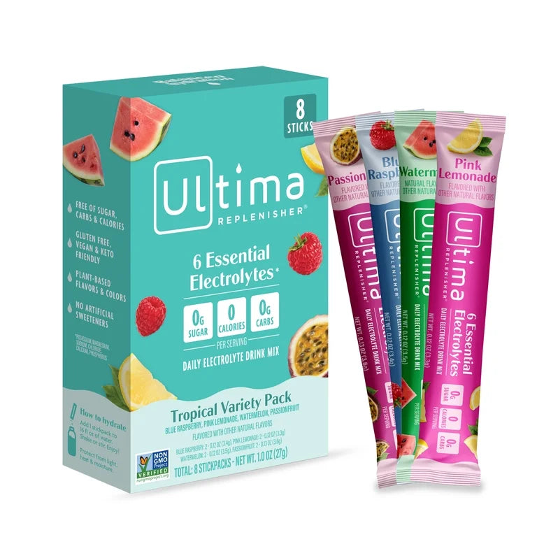 Ultima Replenisher, Electrolyte Drink Mix Packets Tropical Variety Pack, 8 Count