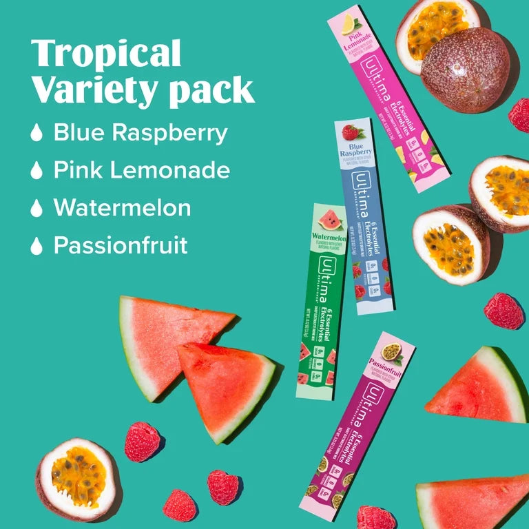 Ultima Replenisher, Electrolyte Drink Mix Packets Tropical Variety Pack, 8 Count