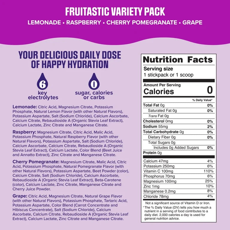 Ultima Replenisher, Electrolyte Drink Mix Packets Fruitastic Variety Pack, 8 Count