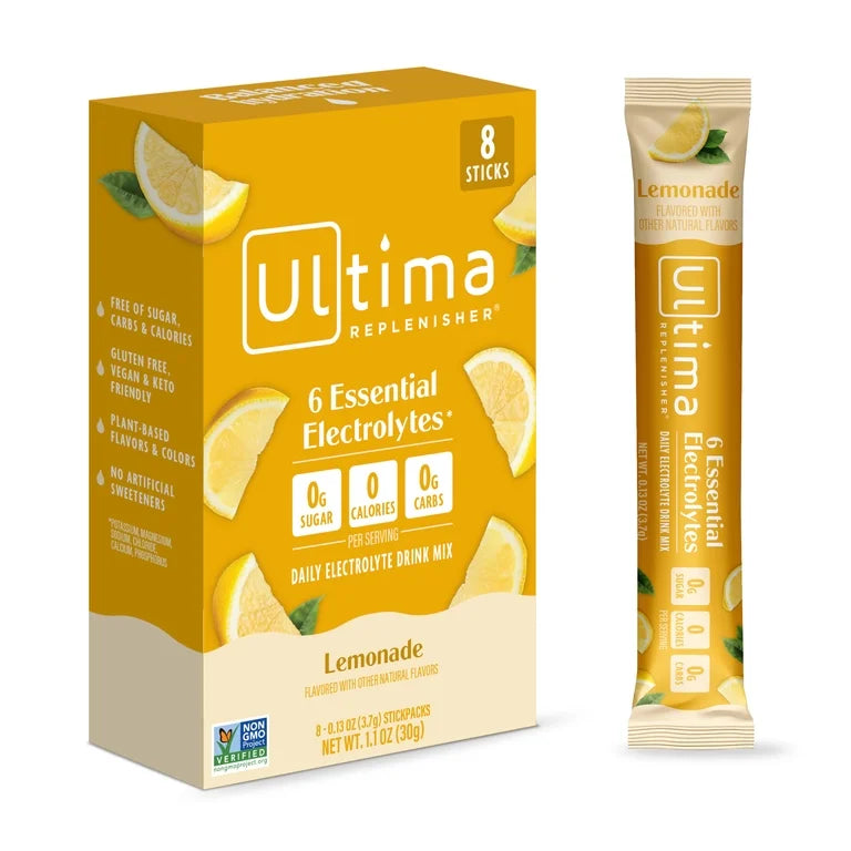 Ultima Replenisher, Electrolyte Drink Mix Packets Lemonade Pack, 8 Count