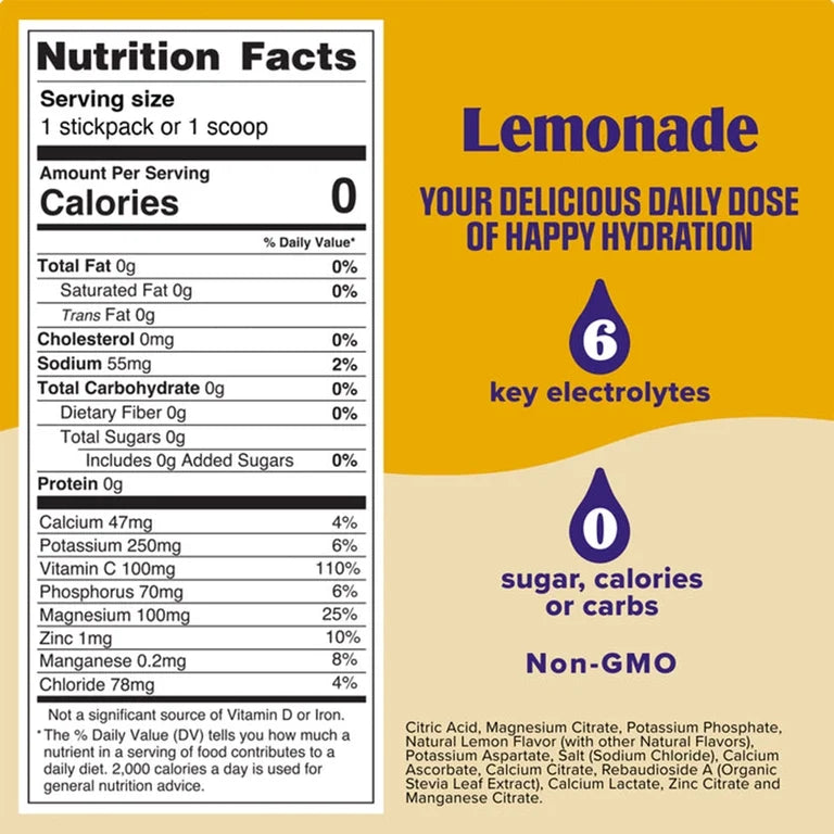 Ultima Replenisher, Electrolyte Drink Mix Packets Lemonade Pack, 8 Count