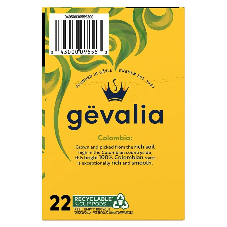 Gevalia Colombia Medium Roast K-Cup Coffee Pods, 22 ct Box