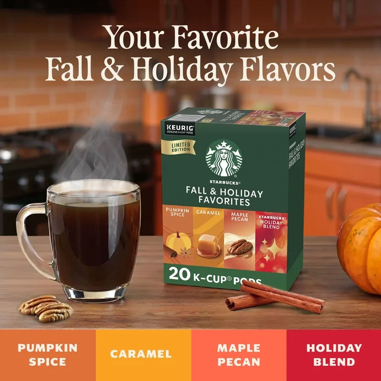 Starbucks Fall & Holiday Favorites Keurig Coffee Pods, Limited Edition 20 K-Cup Coffee Pods