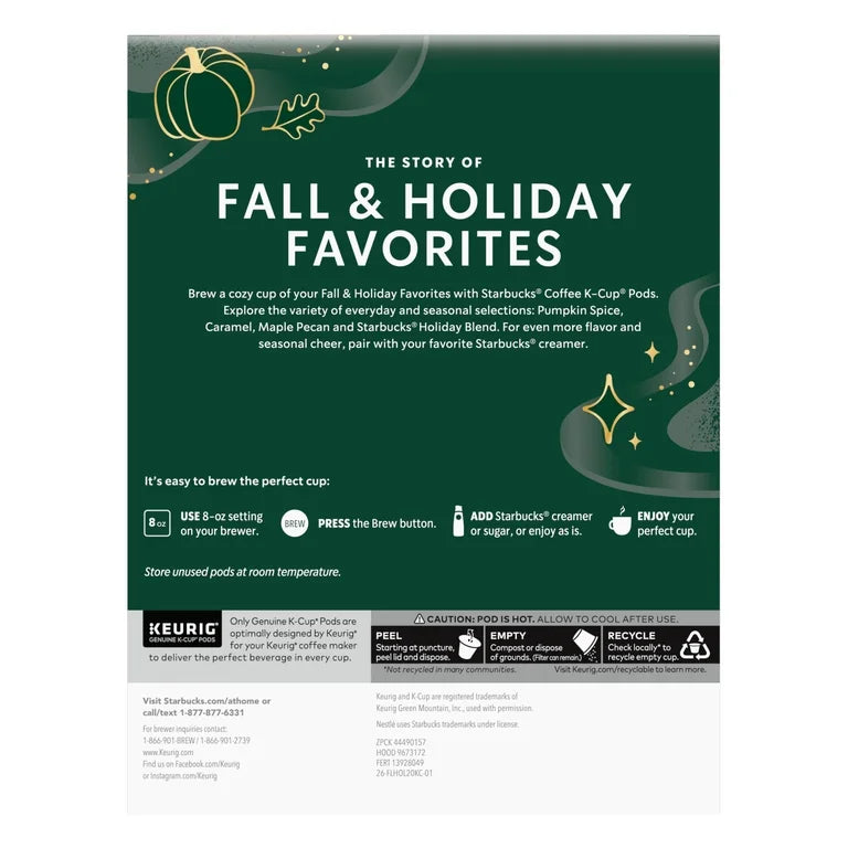 Starbucks Fall & Holiday Favorites Keurig Coffee Pods, Limited Edition 20 K-Cup Coffee Pods