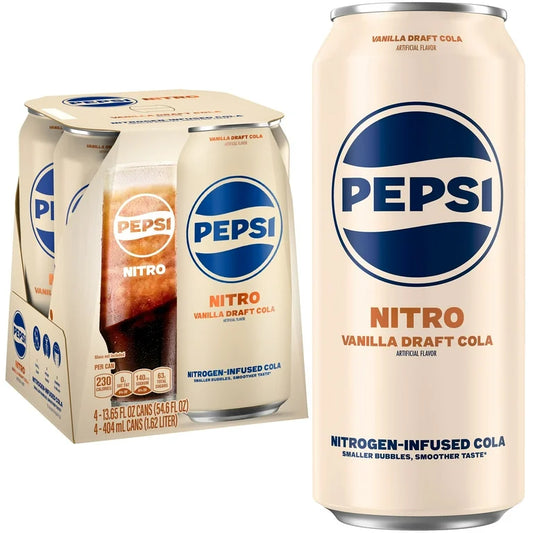 Pepsi Nitro Infused Vanilla Draft Cola Soda Pop, 13.65 fl oz