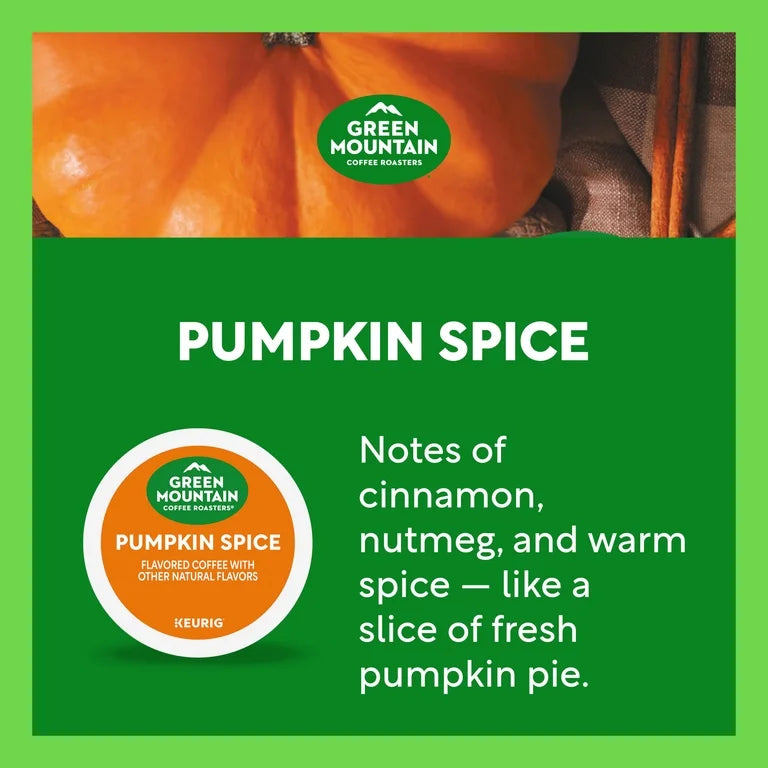 Green Mountain Coffee Pumpkin Spice Flavored K-Cup Pods, Light Roast, 24 Count