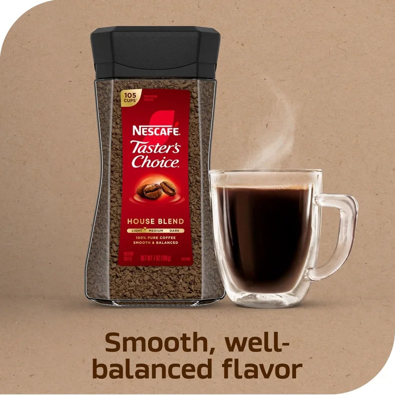NESCAFÉ Taster's Choice House Blend, Light Medium Roast Instant Coffee, 7 oz