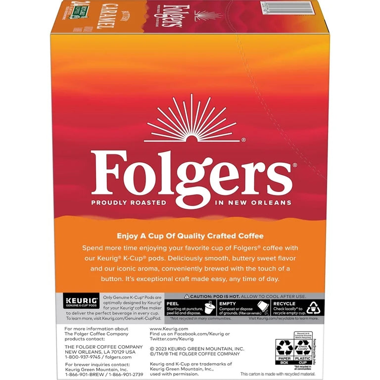 Folgers Caramel, Medium Roast Coffee, Keurig K Cup Pods, 24 Count Box