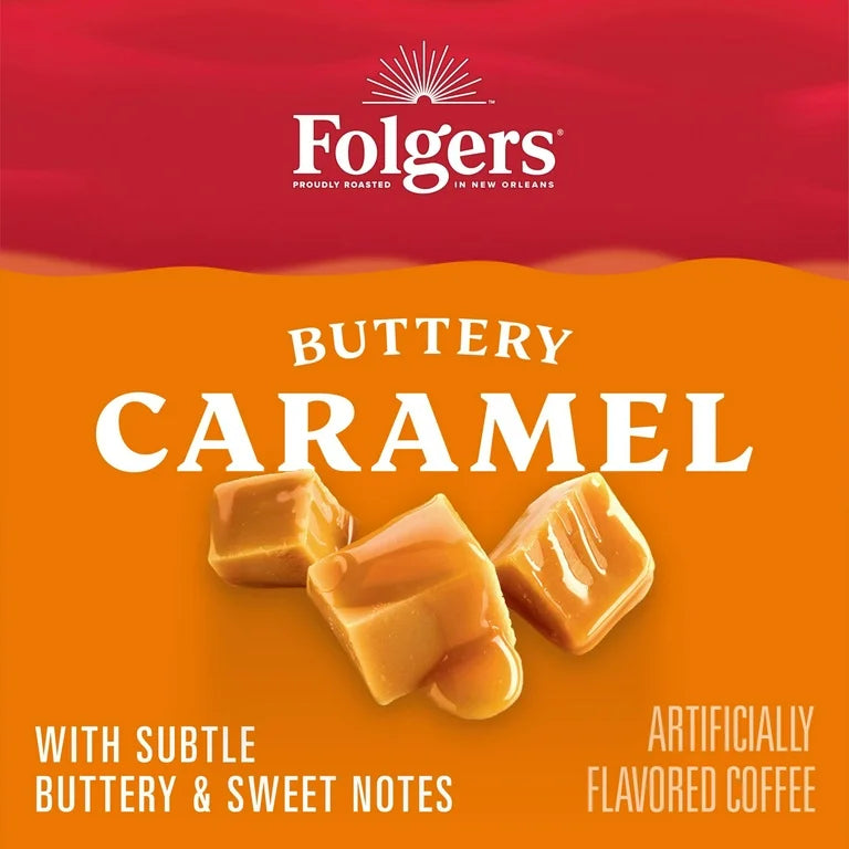 Folgers Caramel, Medium Roast Coffee, Keurig K Cup Pods, 24 Count Box