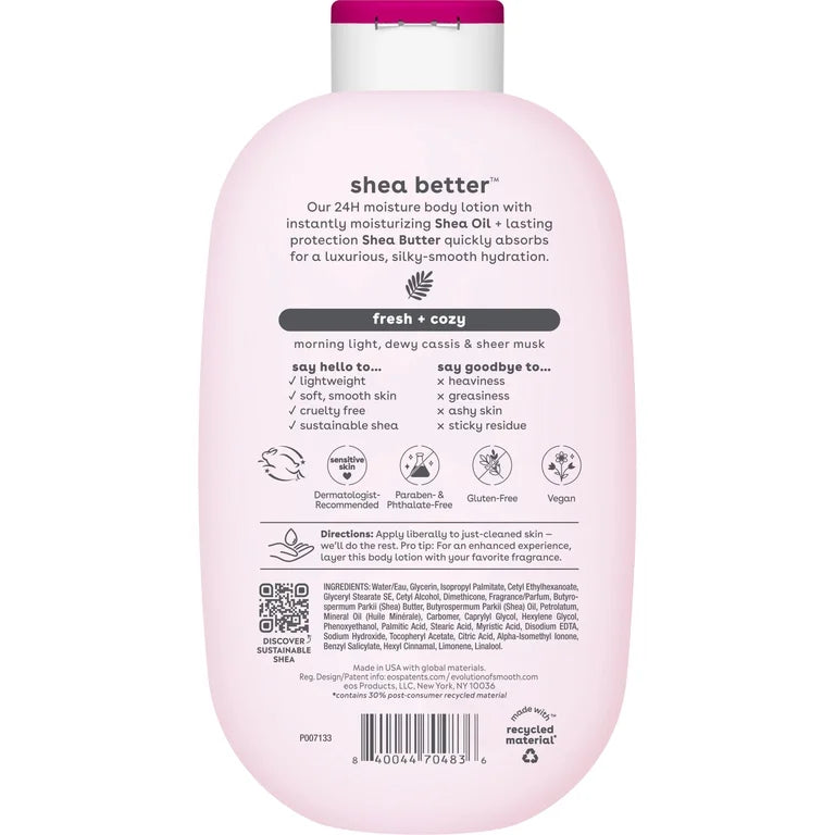 eos Shea Better Body Lotion- Fresh & Cozy, 24H Moisture for Dry Skin, 16 fl oz