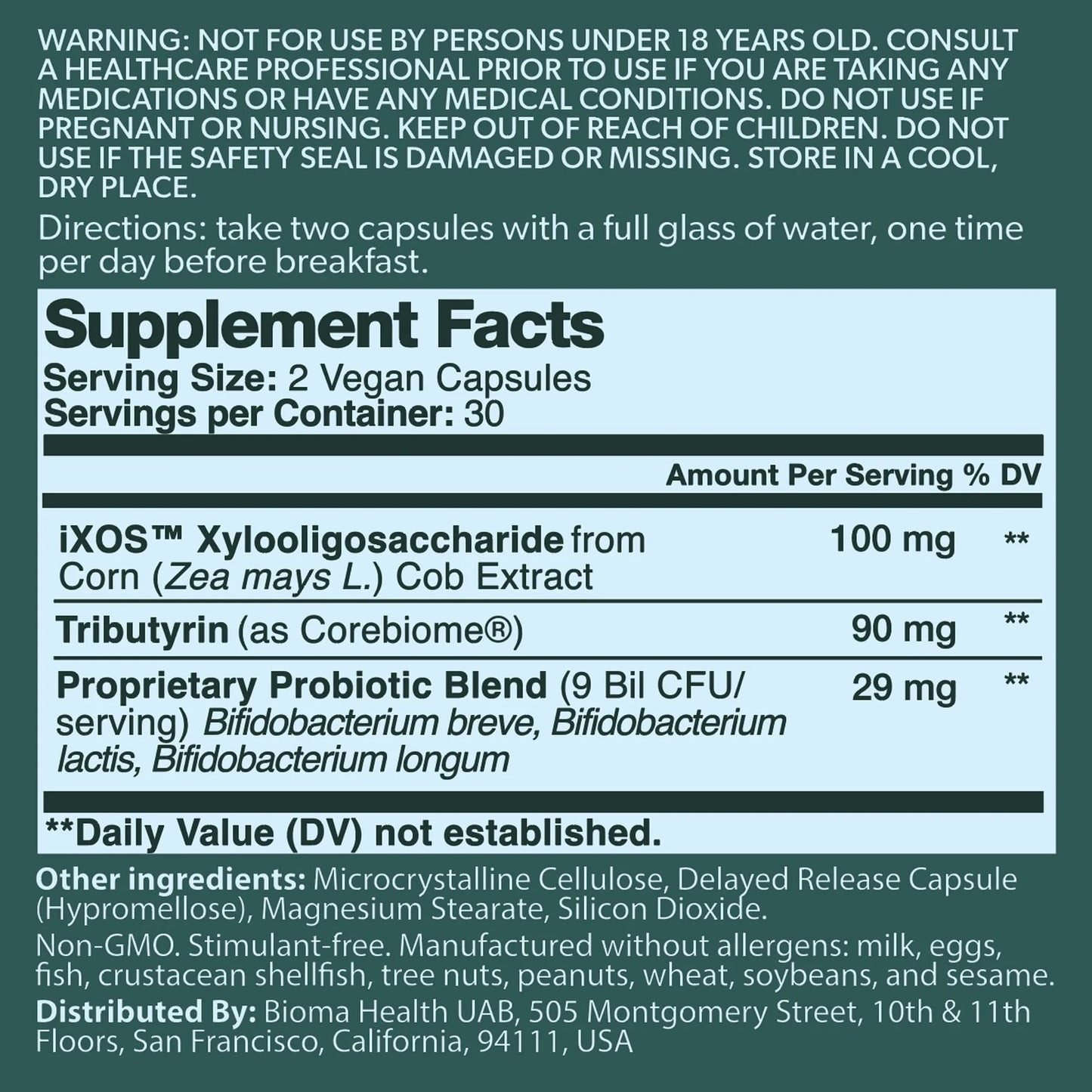 BIOMA Gut Health and Weight Management Probiotics for All Ages, 60 Count (30 Servings)