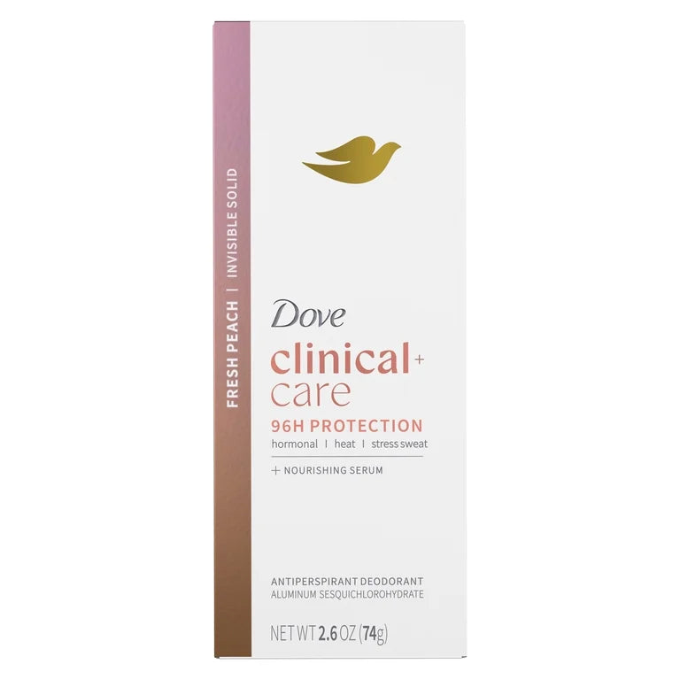 Dove Clinical + Care Antiperspirant Deodorant Invisible Solid Stick Fresh Peach, 2.6 oz