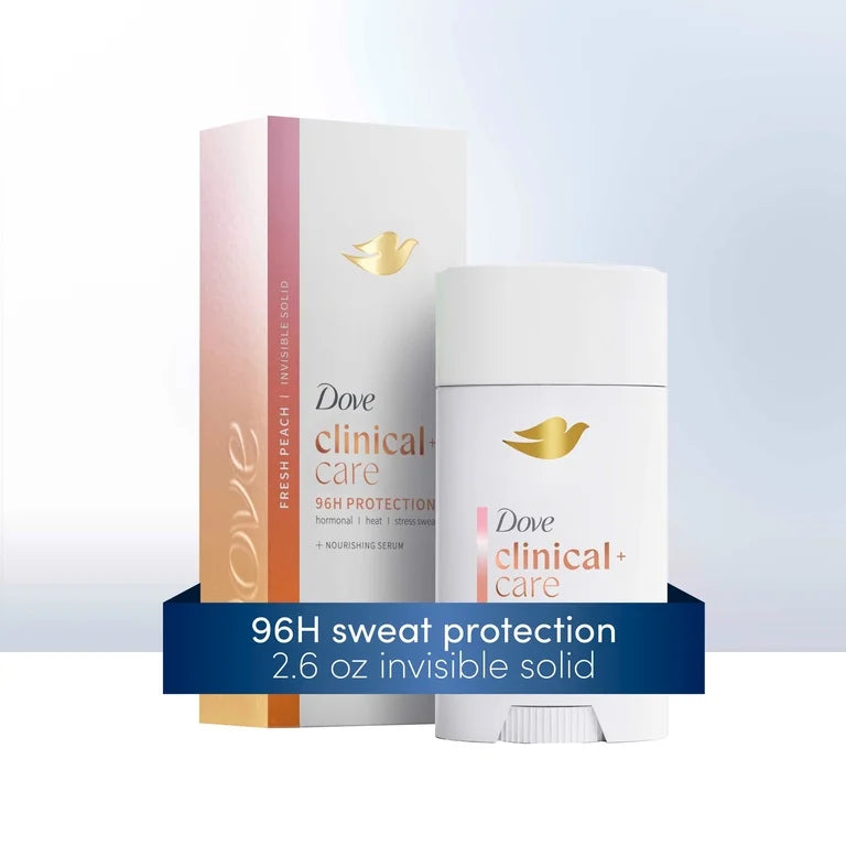 Dove Clinical + Care Antiperspirant Deodorant Invisible Solid Stick Fresh Peach, 2.6 oz