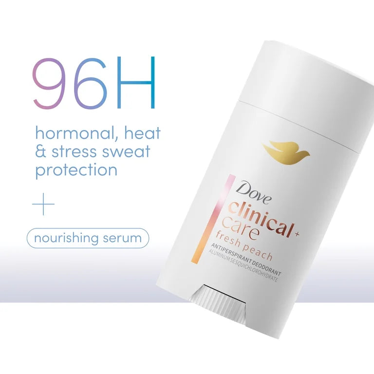 Dove Clinical + Care Antiperspirant Deodorant Invisible Solid Stick Fresh Peach, 2.6 oz