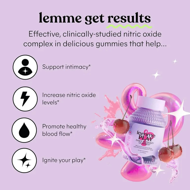Lemme Play Daily Intimacy Gummies for Women, Cherry Flavored, 60 Count