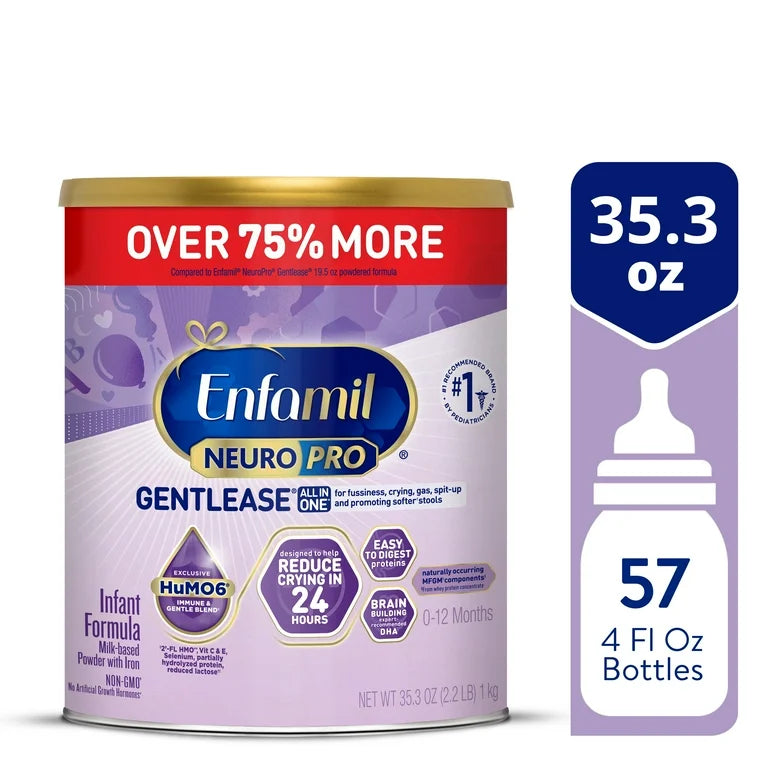 Enfamil NeuroPro Gentlease Baby Formula for Easing Fussiness, Gas, Spit-up in 24 Hrs, 35.3 Oz XL Value Can