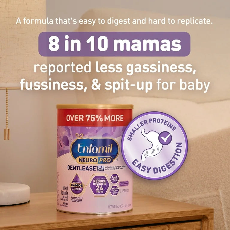 Enfamil NeuroPro Gentlease Baby Formula for Easing Fussiness, Gas, Spit-up in 24 Hrs, 35.3 Oz XL Value Can